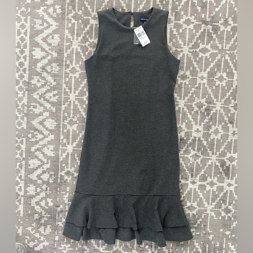 NWT Ralph Lauren Sport Charcoal Gray Ruffle Hem Midi Dress S/P